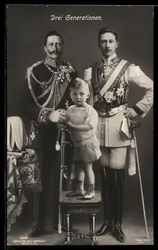 AK Drei Generationen, Kaiser, Kronprinz Wilhelm von Preussen und der Sohn des Kronprinzen