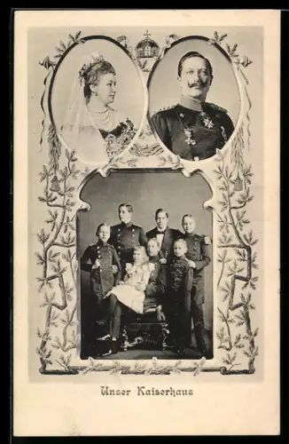 AK Unser Deutsches Kaiserhaus von Preussen mit Kaiser Wilhelm II. und Kaiserin Auguste Viktoria