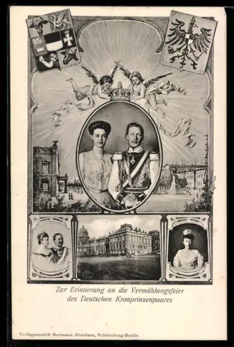AK Erinnerung an die Vermählungsfeier des Deutschen Kronprinzenpaares, Kronprinz Friedrich Wilhelm
