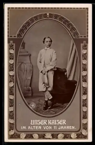 AK Kaiser Wilhelm II. im Alter von 11 Jahren