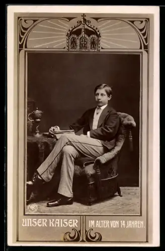AK Kaiser Wilhelm II. im Alter von 14 Jahren