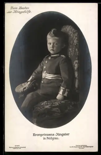 AK Prinz Friedrich von Preussen in Uniform, jüngster Sohn von Kronprinz Wilhelm von Preussen