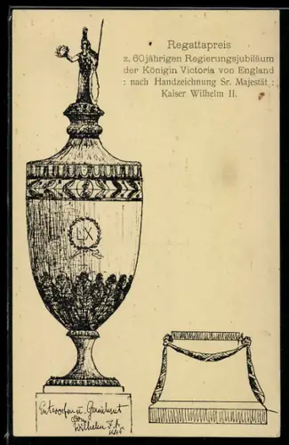 Künstler-AK Regattapreis, zum 60 jährigen Regierungsjubiläum der Königin Victoria von England