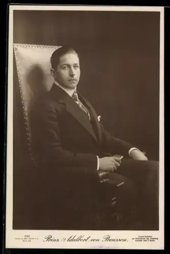 AK Prinz Adalbert von Preussen auf einem Stuhl im Anzug