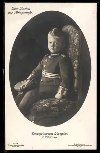 AK Prinz Friedrich von Preussen in Uniform, jüngster Sohn von Kronprinz Wilhelm von Preussen