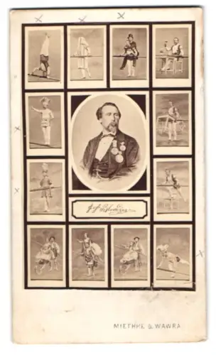 Fotografie Miethke & Wawra, Wien, Charles Blondin im Porträt, franz. Hochseilartist, überquerte als erster Niagarafälle