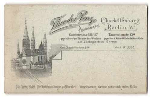 Fotografie Theodor Penz, Berlin-Charlottenburg, Kantstrasse 156/57, Blick zur Kirche, Name des Ateliers