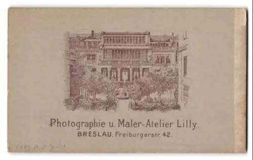 Fotografie Atelier Lilly, Breslau, Freiburgerstr. 42, Ansicht des Ateliers mit Garten und Springbrunnen