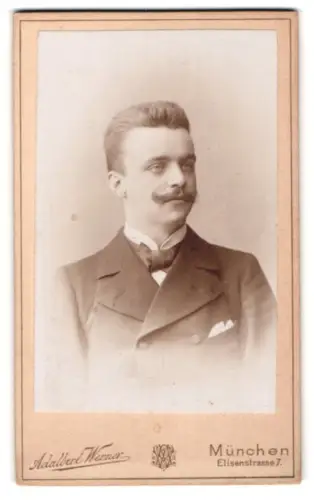 Fotografie Adalbert Werner, München, Elisenstrasse 7, Porträt Richard Freund als Student 1896