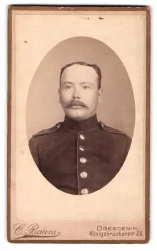 Fotografie C. Baum, Dresden, Königsbrückerstr. 33, Soldat Karl Nollberg in Uniform
