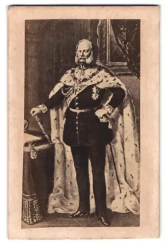 Fotografie Kaiser Wilhelm I. in Uniform mit Hermelinmantel