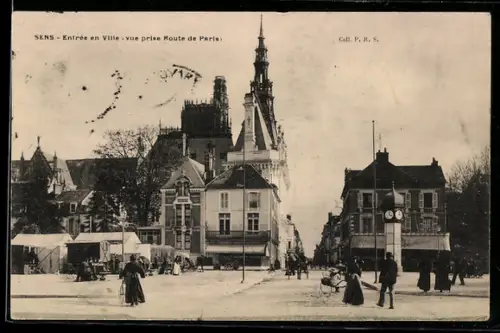 AK Sens, Entrée en Ville, vue prise Route de Paris