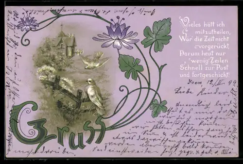 AK weisse Tauben auf einem Zaun, Schreibfaul