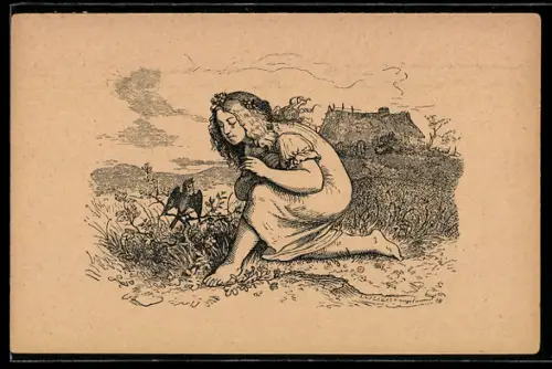 Künstler-AK Ludwig Richter: Volksmärchen aus der Bretagne - Weindörnchen und die Nachtigall