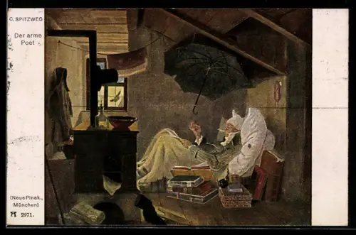 Künstler-AK Carl Spitzweg: der arme Poet in der Dachstube