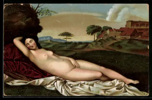 Künstler-AK Stengel & Co. Nr.: 29706, Giorgione, Schlummernde Venus, nackte Frau