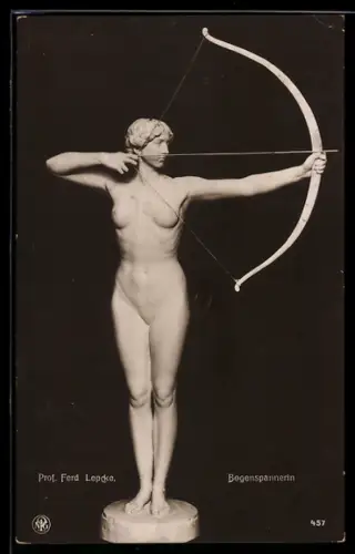 AK F. Lepcke: Bogenspannerin, Plastik