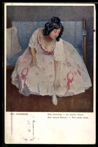 Künstler-AK sign. Ad. Wiesner: Der weisse Schuh