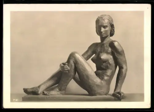 AK Bronze-Skulptur einer schlanken Frau, Adolf Abel-Berlin