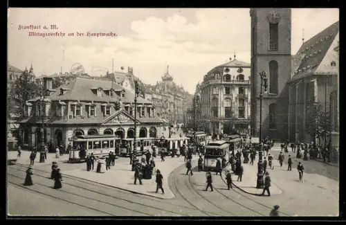AK Frankfurt, Strassenbahnen an der Hauptwache