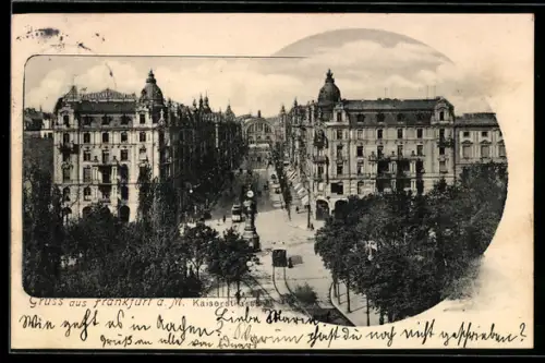 AK Frankfurt a. M., Kaiserstrasse mit Strassenbahn