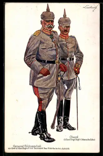 Künstler-AK Oberst und General-Feldmarschall, Uniformen