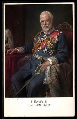 AK König Ludwig III. in Uniform mit Orden