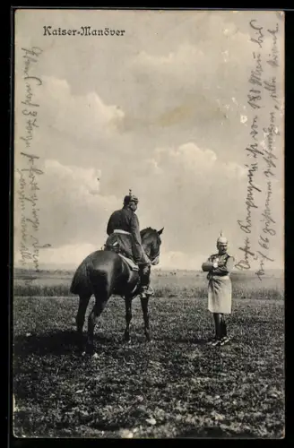 AK Kaiser-Manöver, Wilhelm II. und Artillerie-General