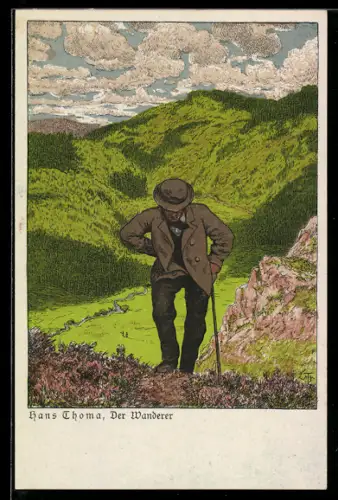 Künstler-AK Hans Thoma: Der Wanderer in den Bergen