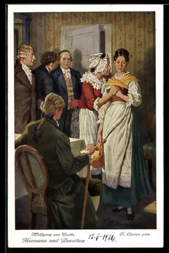 AK Goethe, Eine Szene aus Hermann und Dorothea