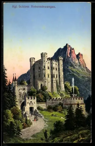 AK Königliches Schloss Hohenschangau bei Dämmerung