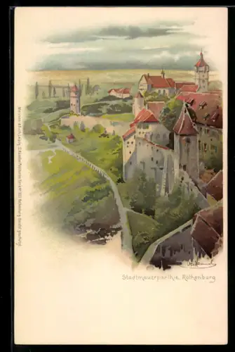 Künstler-AK Otto Hammel: Rothenburg, Stadtmauerparthie