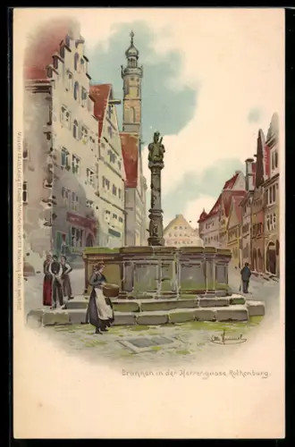 Künstler-AK Otto Hammel: Rothenburg, Brunnen in der Herrengasse