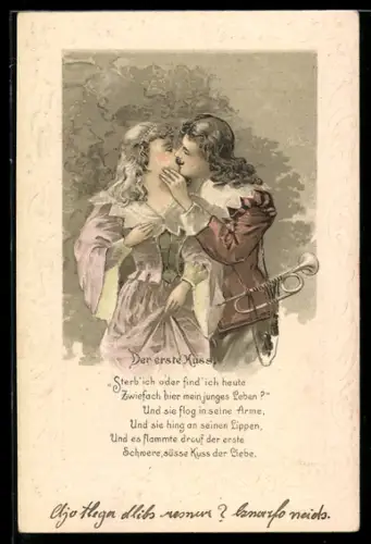 Lithographie Erster Kuss des Trompeters von Säckingen