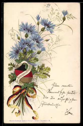 AK Wappen des Bundes der Deutschen in Böhmen und Kornblumen