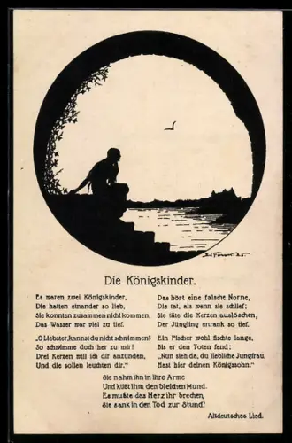 Künstler-AK Elsbeth Forck: Die Königskinder, Frau am Ufer