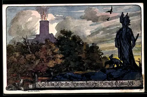 Künstler-AK Ernst Kutzer: Hast du dem Lied der alten Eichen, mein deutsches Volk, nicht oft gelauscht