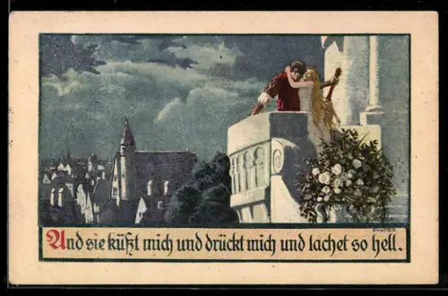 Künstler-AK Ernst Kutzer: Paar auf einem Balkon