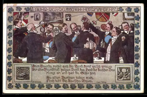 Künstler-AK Ernst Kutzer: Bund der Deutschen in Nordmähren, Männer in geselliger Runde