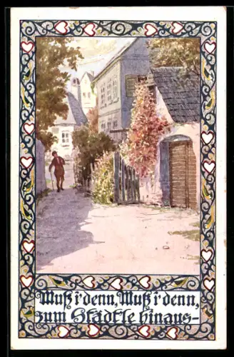 AK Muss i` denn zum Städt`le hinaus, Herr an einer Gasse
