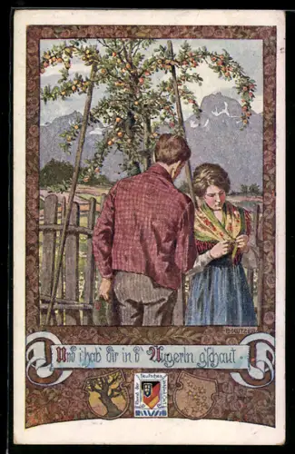 Künstler-AK Ernst Kutzer: Und i` hab` dir in d` Augerln g`schaut