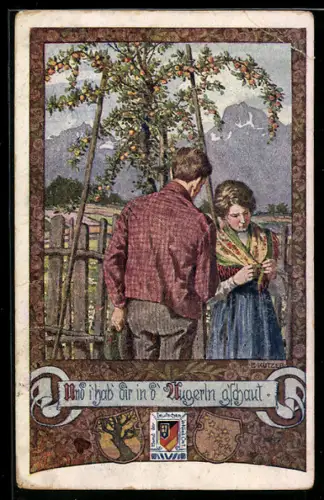 Künstler-AK Ernst Kutzer: Und i` hab` dir in d` Augerln g`schaut