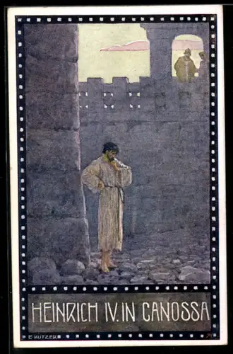 Künstler-AK Ernst Kutzer: Im Zeichen der Religion, Bussgang Heinrichs IV. in Canossa