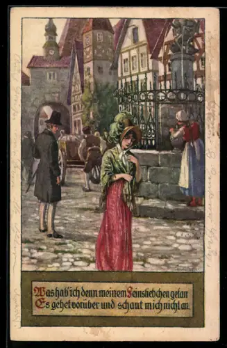 Künstler-AK Ernst Kutzer: Mann schaut einer Dame hinterher