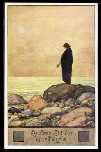 Künstler-AK Ernst Kutzer: Der Pilger am Meer