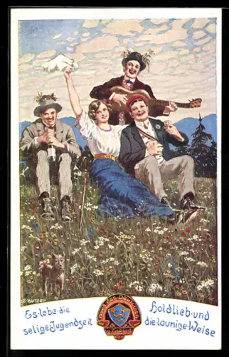 Künstler-AK Ernst Kutzer: Es lebe die selige Jugendzeit...