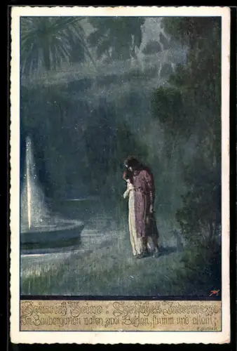 Künstler-AK Ernst Kutzer: Lyrisches Intermezzo, Heinrich Heine, Morgens am Brunnen