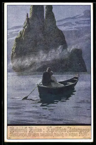 Künstler-AK Ernst Kutzer: Pärchen mit dem Boot auf dem See