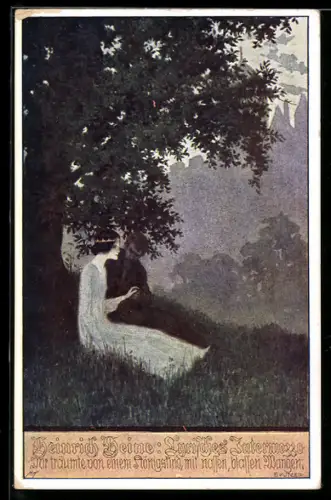 Künstler-AK Ernst Kutzer: Heinrich Heine, Lyrisches Intermezzo, Wanderer träumt von einer Prinzessin