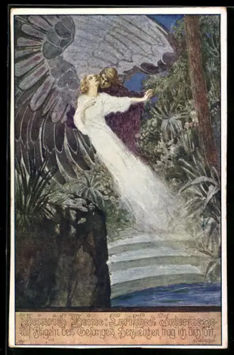 Künstler-AK Ernst Kutzer: Heinrich Heine, Lyrisches Intermezzo, Auf Flügeln des Gesanges, Herzliebchen...